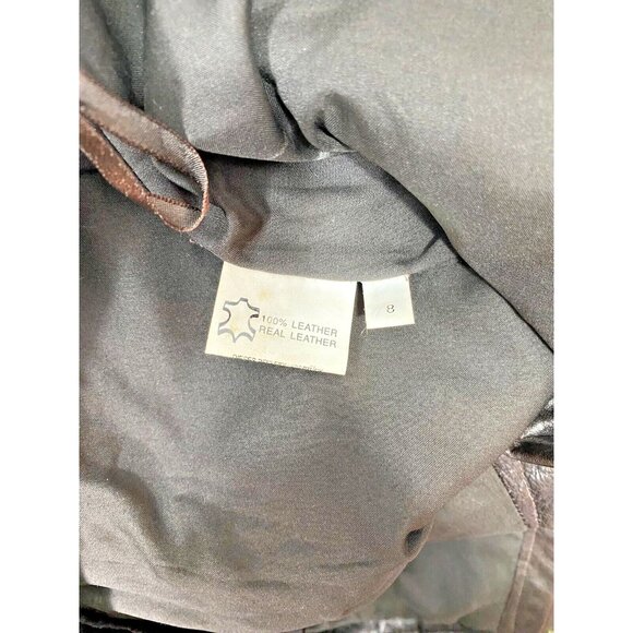 Vintage EQUIP Leather Pants Women 8 Choc Brown Buttery Soft High Rise Y2K Retro - Picture 5 of 6